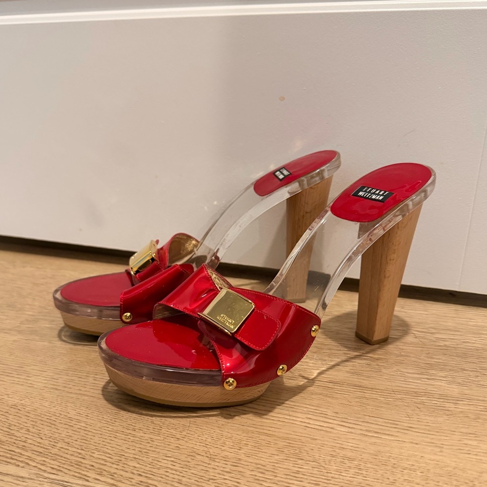 Vintage Y2K Stuart Weitzman Acrylic Red High Heels